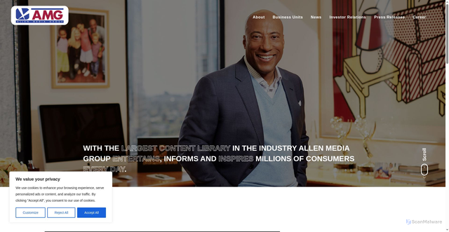 Security scan screenshot of https://allenmedia.tv/