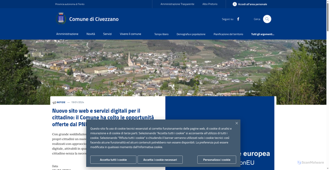 Security scan screenshot of https://www.comune.civezzano.tn.it/