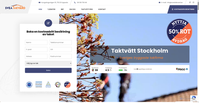 Security scan screenshot of https://sveatakvard.se/