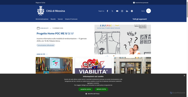 Security scan screenshot of https://www.comune.messina.it/it