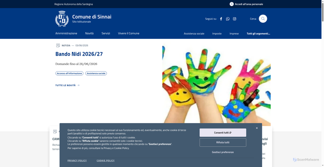 Security scan screenshot of https://www.comune.sinnai.ca.it