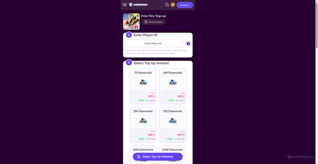 Security scan screenshot of https://codashop-ff-wen.vercel.app