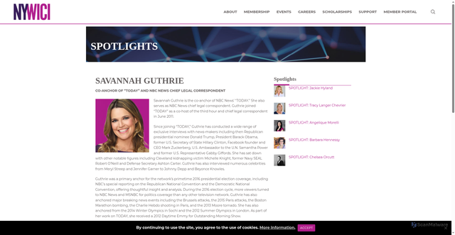 Security scan screenshot of https://nywici.org/member-spotlights/spotlight-savannah-guthrie/