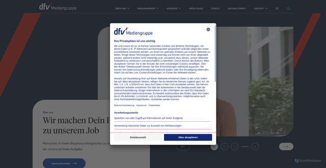 Security scan screenshot of https://www.dfv.de/