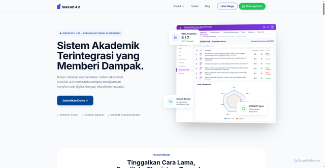 Security scan screenshot of https://siakad.tech
