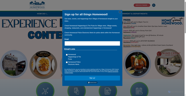 Security scan screenshot of https://www.village.homewood.il.us/