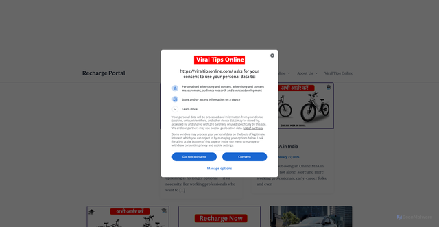 Security scan screenshot of http://viraltipsonline.com/