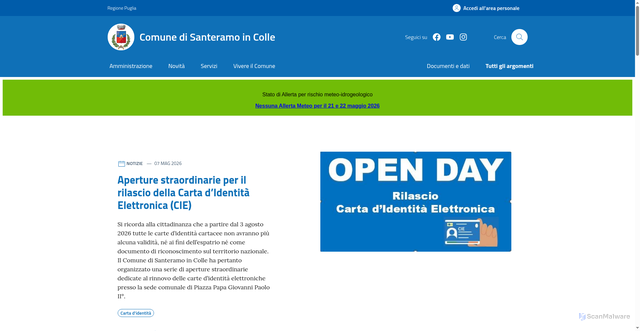 Security scan screenshot of https://www.comune.santeramo.ba.it