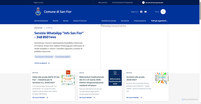 Security scan screenshot of https://www.comune.san-fior.tv.it/