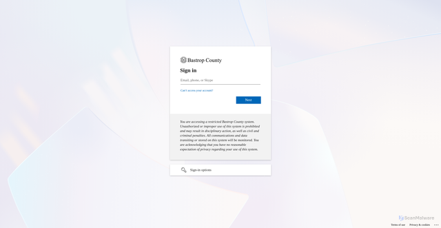 Security scan screenshot of https://bastropcounty-my.sharepoint.com
