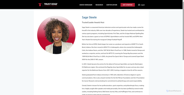 Security scan screenshot of https://trustedge.com/speaker/sage-steele/