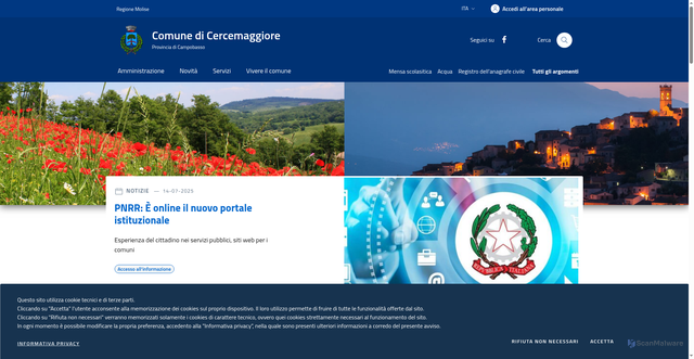 Security scan screenshot of https://www.comune.cercemaggiore.cb.it/