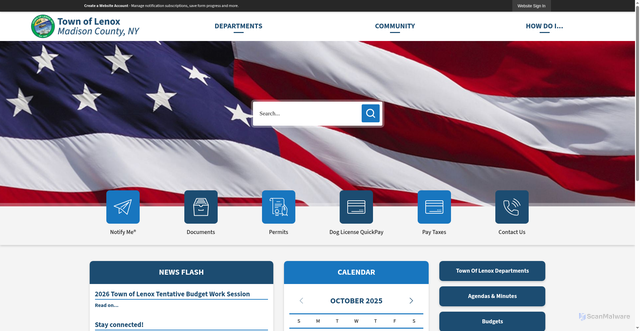 Security scan screenshot of https://www.lenoxny.gov/