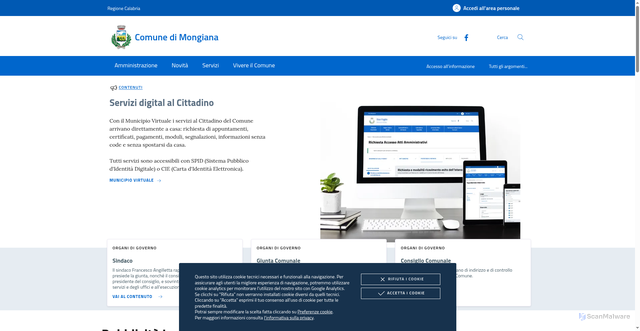 Security scan screenshot of https://www.comune.mongiana.vv.it/