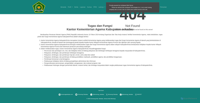 Security scan screenshot of https://kemenagsekadau.com/Profil/tugas_fungsi/