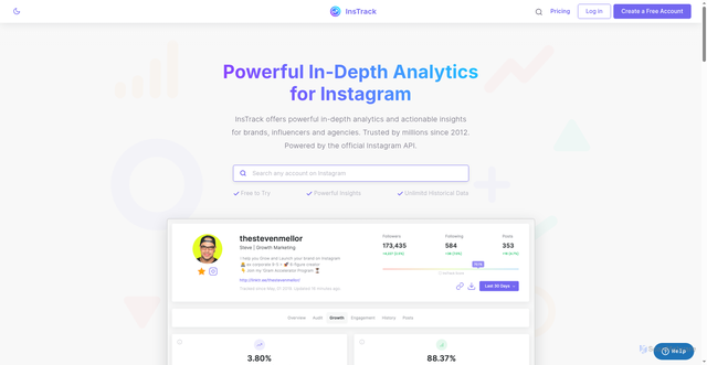 Security scan screenshot of https://instrack.app/