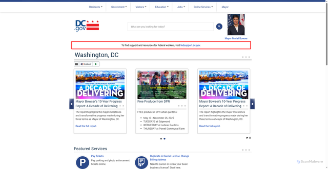 Security scan screenshot of https://dc.gov/