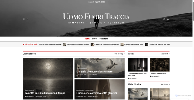 Security scan screenshot of http://uomofuoritraccia.net/