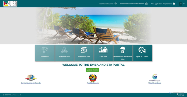 Security scan screenshot of https://evisa.gov.mz/