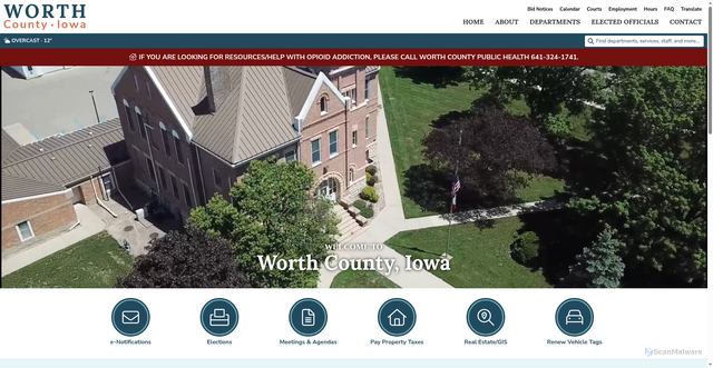 Security scan screenshot of https://worthcountyiowa.gov/