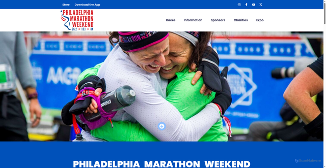 Security scan screenshot of https://www.philadelphiamarathon.com/