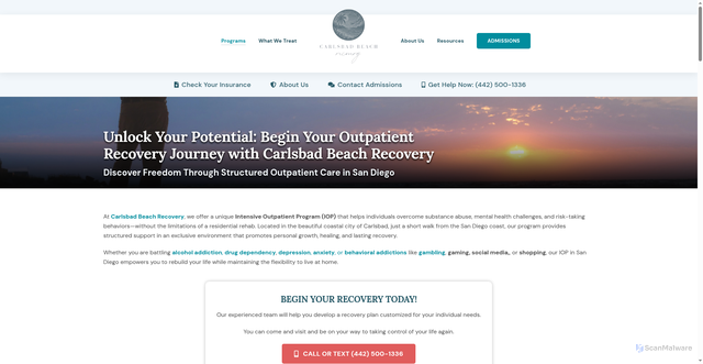 Security scan screenshot of https://carlsbadbeachrecovery.com/?p=18774