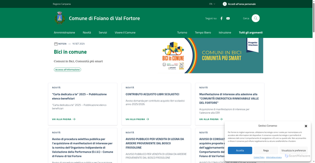 Security scan screenshot of https://comune.foianodivalfortore.bn.it/
