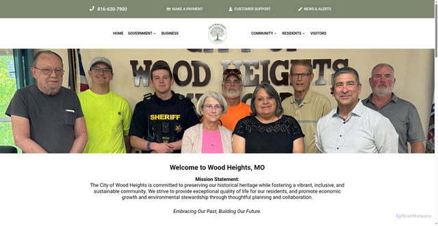 Security scan screenshot of https://woodheights-mo.gov/