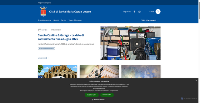 Security scan screenshot of https://www.comune.santa-maria-capua-vetere.ce.it