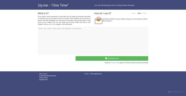 Security scan screenshot of https://1ty.me