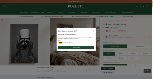 Security scan screenshot of https://bozetto.se/products/bathroom-raccoon-poster?utm_source=spoks&utm_campaign=Nyss+sl%C3%A4ppt+%E2%80%93+de+h%C3%A4r+motiven+s%C3%A4ljer+slut+snabbt&utm_content=product&utm_medium=email&_spkscid=4f02c17e-257a-4ac8-b1fd-28b9c62805d2&_spksv=1.0