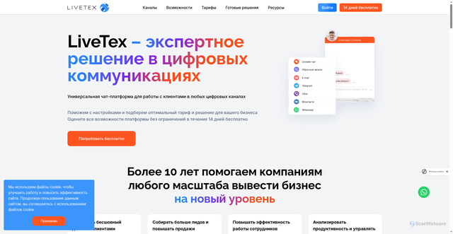 Security scan screenshot of https://livetex.ru