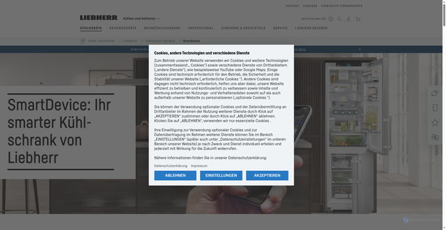 Security scan screenshot of https://smartdevice.liebherr.com