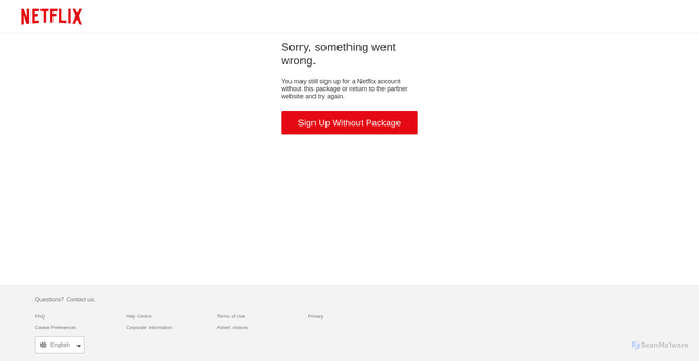 Security scan screenshot of https://www.netflix.com/partner/bundle/selectPartnerProvidedEmailAccount