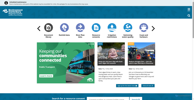 Security scan screenshot of https://www.ecan.govt.nz/