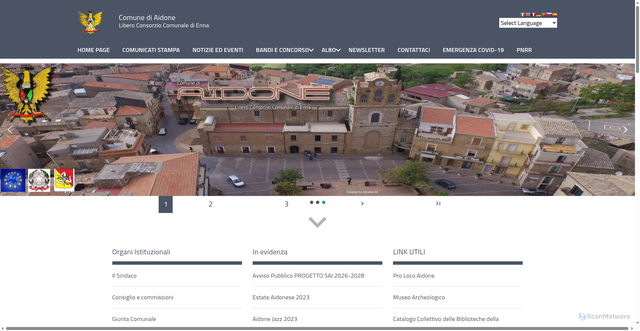 Security scan screenshot of https://www.comune.aidone.en.it