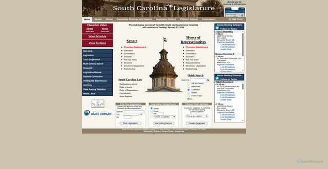 Security scan screenshot of https://www.scstatehouse.gov/