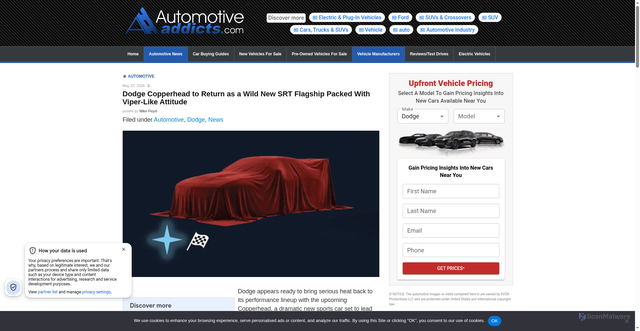 Security scan screenshot of https://www.automotiveaddicts.com/115594/dodge-copperhead-to-return-wild-srt-flagship