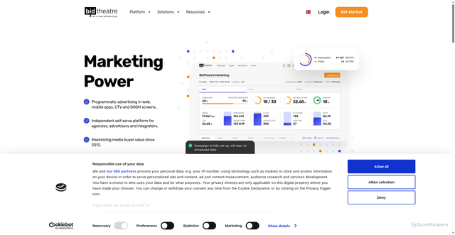 Security scan screenshot of https://adsby.bidtheatre.com/