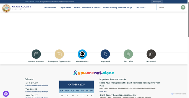 Security scan screenshot of https://www.grantcountywa.gov/