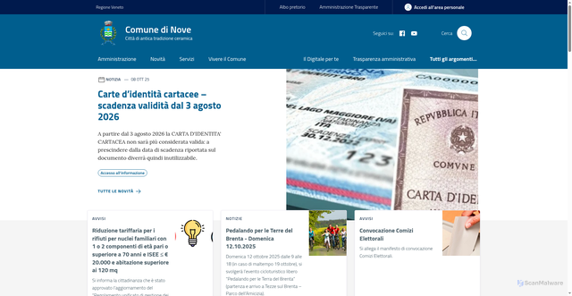 Security scan screenshot of https://www.comune.nove.vi.it/