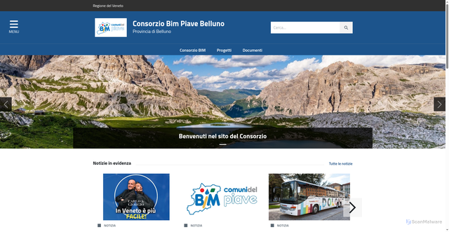 Security scan screenshot of https://www.consorziobimpiave.bl.it/home