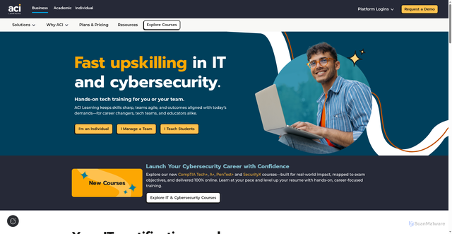 Security scan screenshot of https://acilearning.com