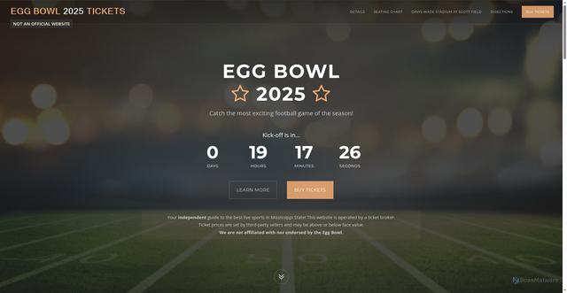 Security scan screenshot of https://www.eggbowl2023.com/