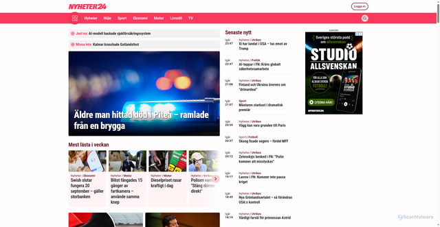 Security scan screenshot of https://nyheter24.se