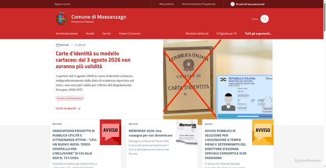 Security scan screenshot of https://www.comune.massanzago.pd.it/