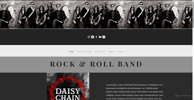 Security scan screenshot of https://www.daisychainofficialband.com/