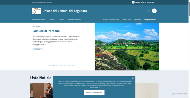 Security scan screenshot of https://unionecomunilogudoro.ss.it/