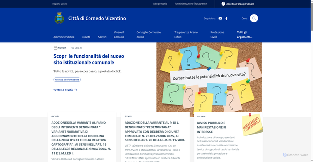 Security scan screenshot of https://www.comune.cornedo-vicentino.vi.it/