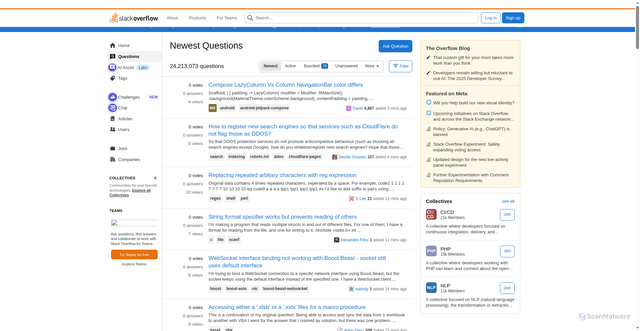 Security scan screenshot of https://stack-overflow-clone-bp6.pages.dev/